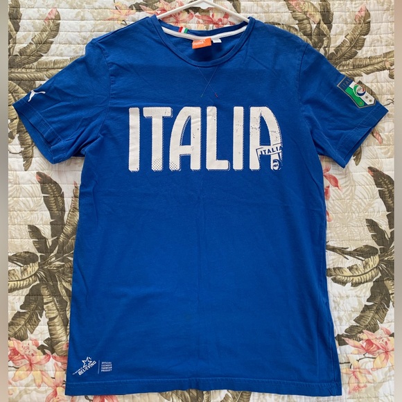 5️⃣$5 Bundle🌺 Puma Women’s Italia Blue Tee Shirt Size Small - Picture 1 of 6